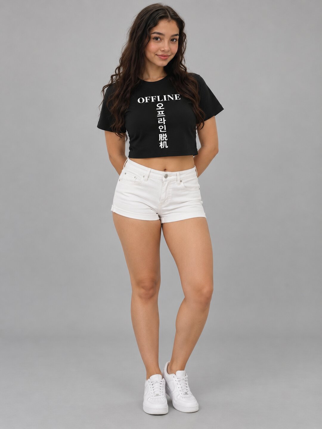 Offline Printed Round Neck Crop Pre-customized Tshirt for Women