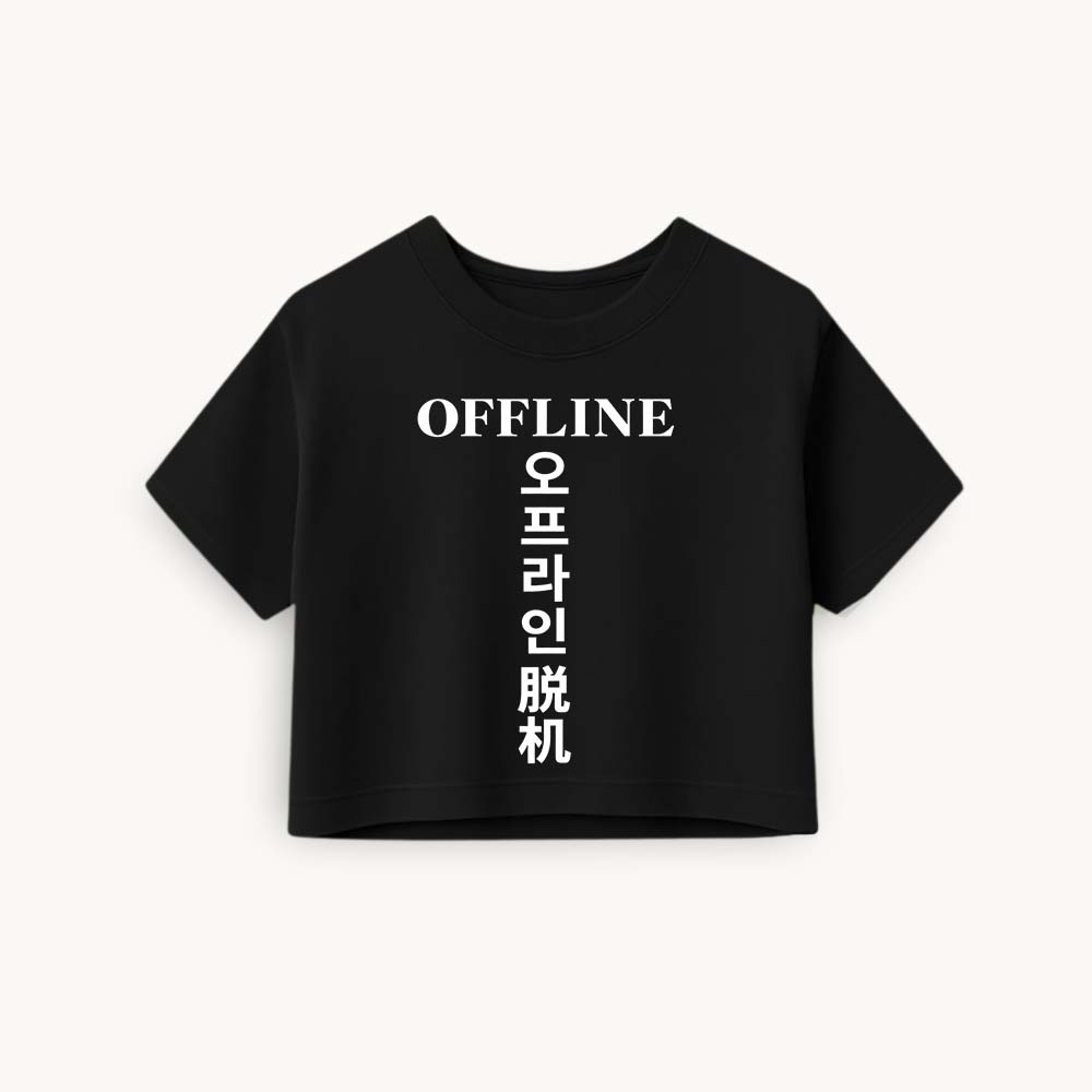Offline Printed Round Neck Crop Pre-customized Tshirt for Women