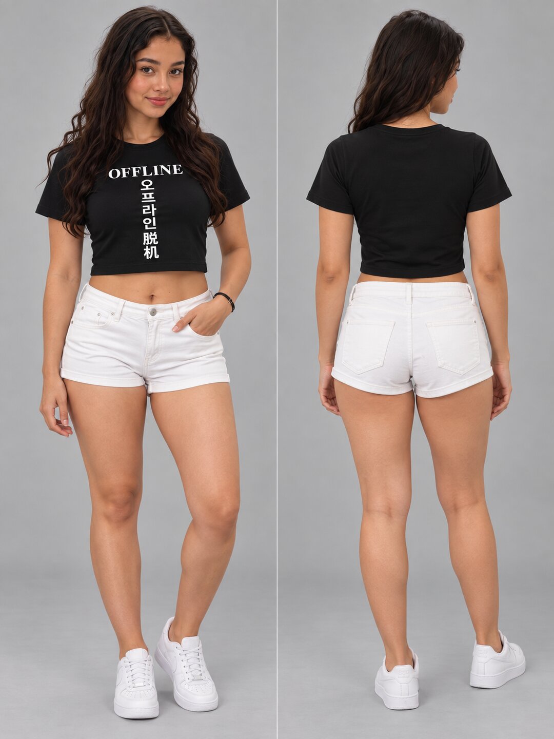 Offline Printed Round Neck Crop Pre-customized Tshirt for Women