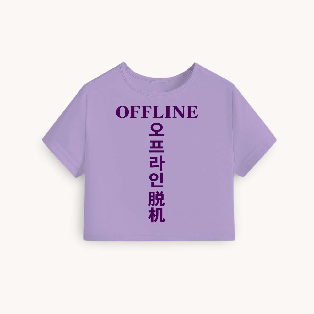 Offline Printed Round Neck Crop Pre-customized Tshirt for Women