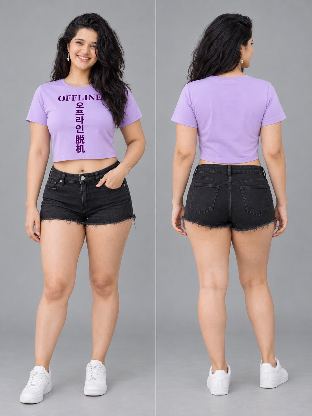 Offline Printed Round Neck Crop Pre-customized Tshirt for Women