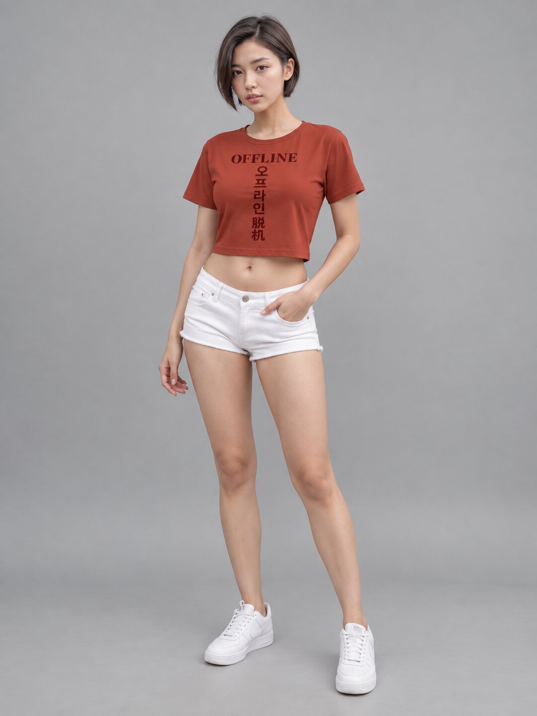 Offline Printed Round Neck Crop Pre-customized Tshirt for Women