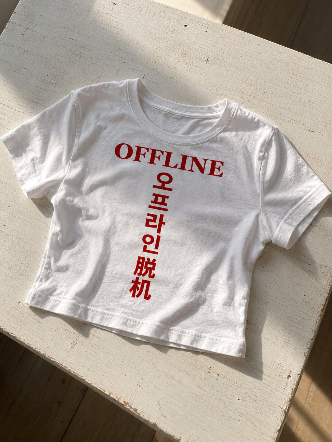 Offline Printed Round Neck Crop Pre-customized Tshirt for Women