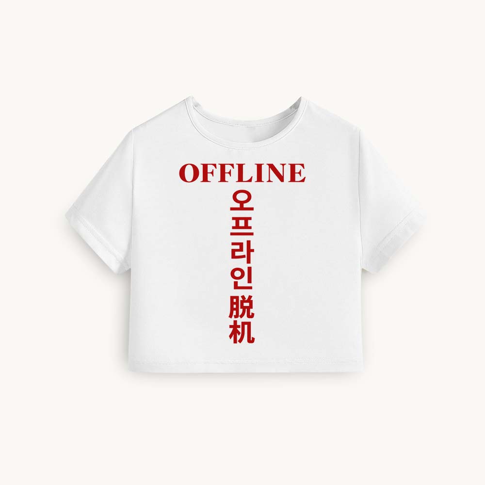 Offline Printed Round Neck Crop Pre-customized Tshirt for Women