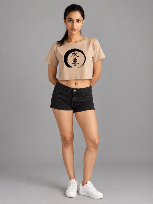Reform Printed Round Neck Crop Pre-customized Tshirt for Women