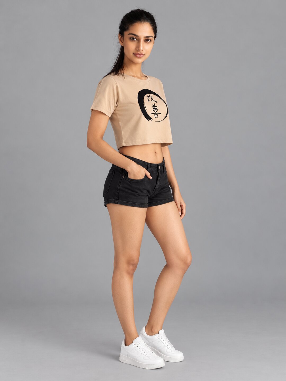 Reform Printed Round Neck Crop Pre-customized Tshirt for Women