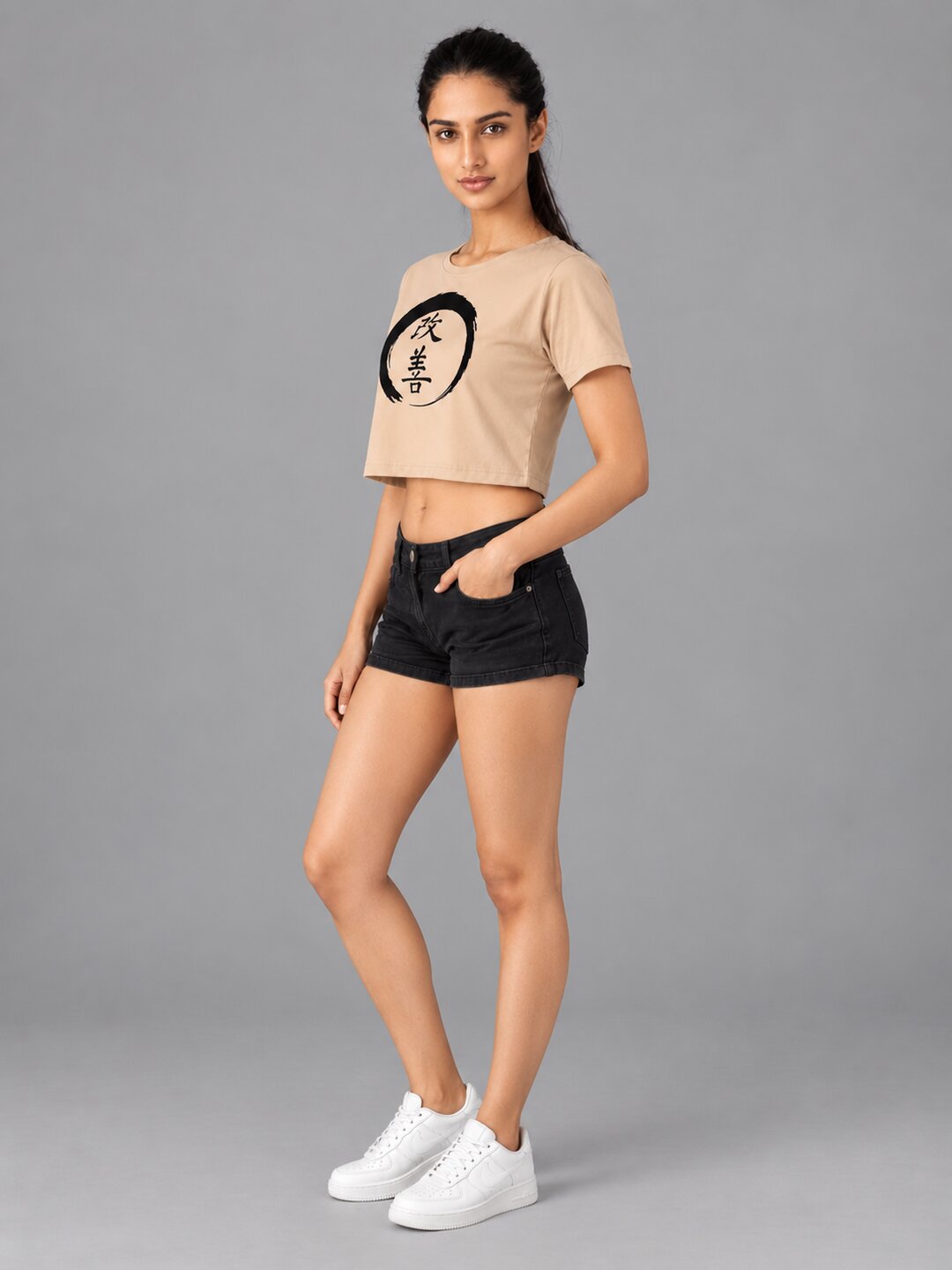 Reform Printed Round Neck Crop Pre-customized Tshirt for Women