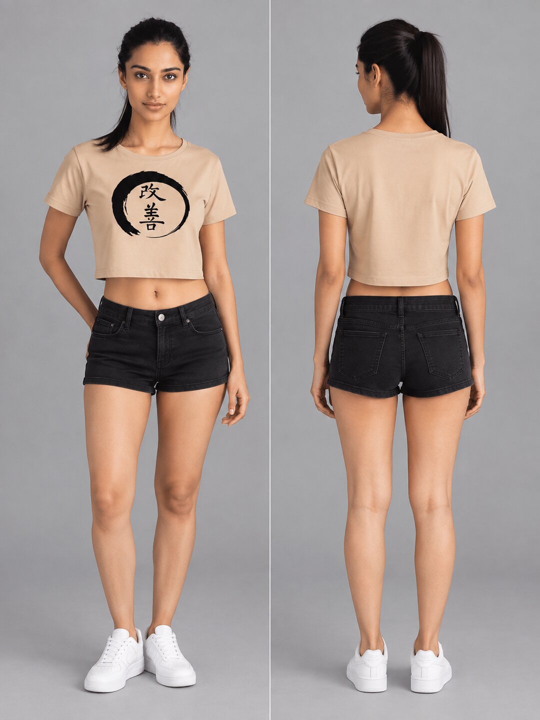 Reform Printed Round Neck Crop Pre-customized Tshirt for Women