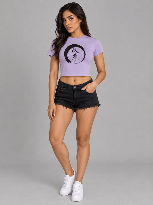 Reform Printed Round Neck Crop Pre-customized Tshirt for Women