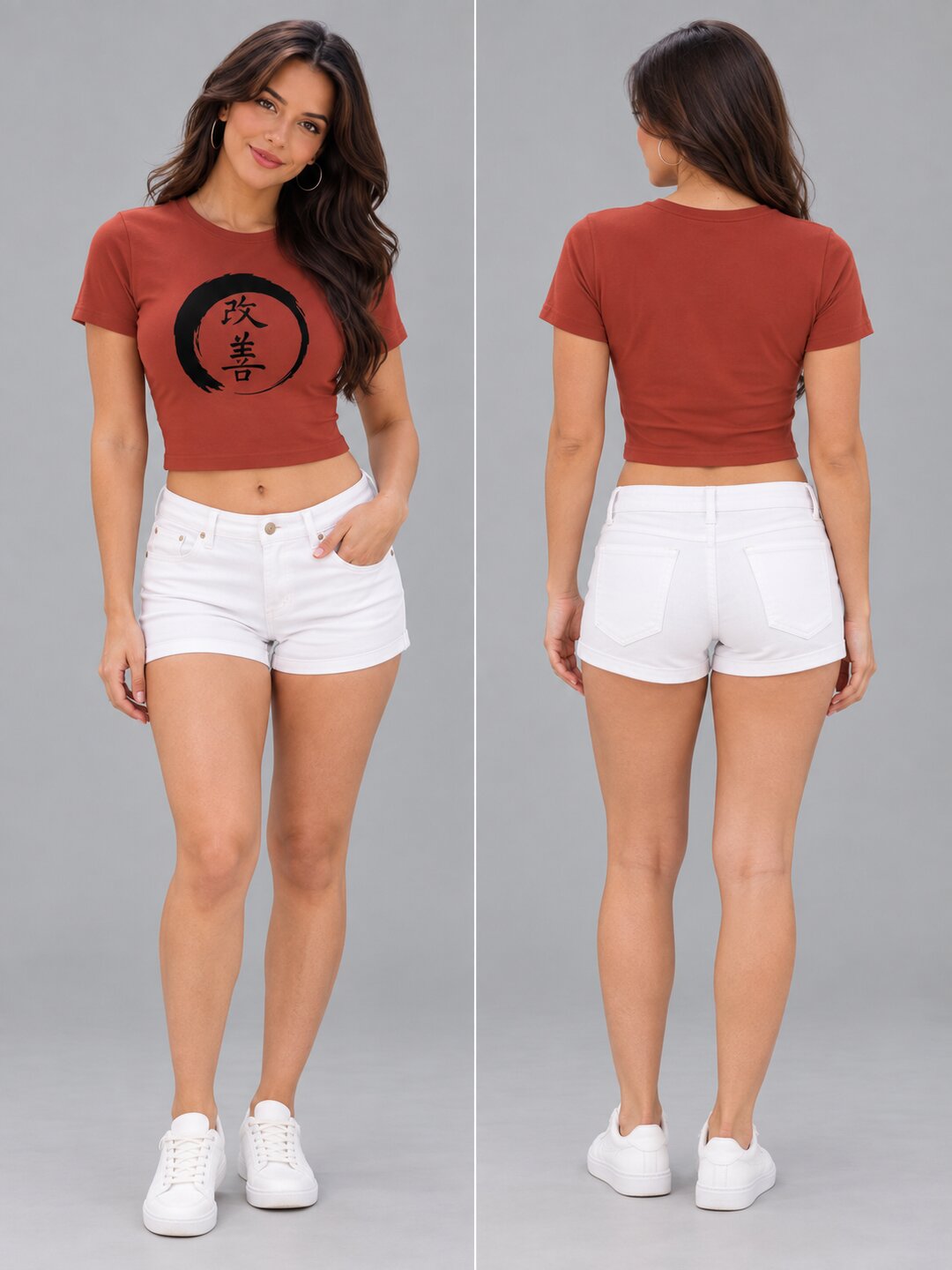Reform Printed Round Neck Crop Pre-customized Tshirt for Women