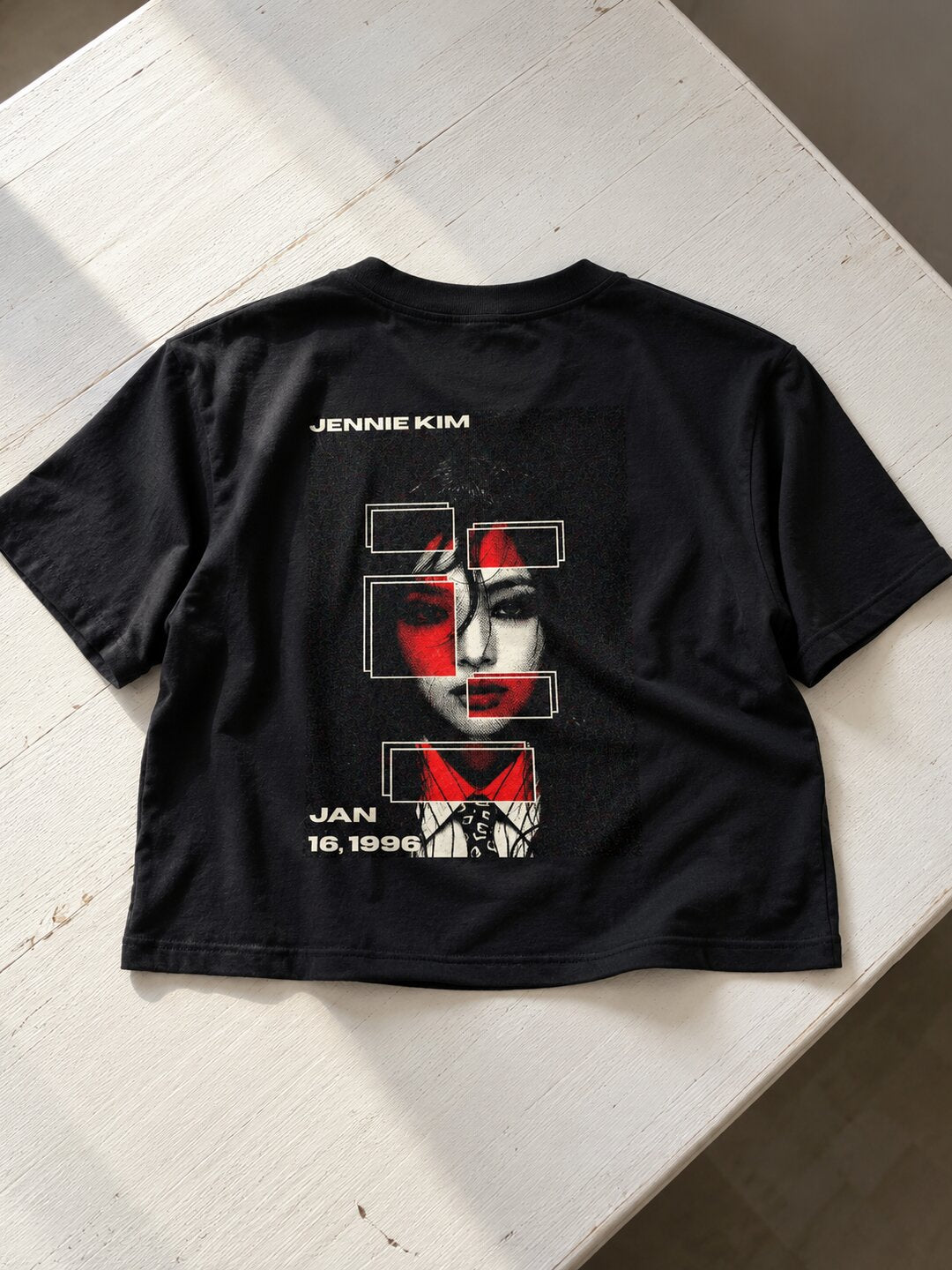 JennieKim Printed Round Neck Crop Pre-customized Tshirt for Women
