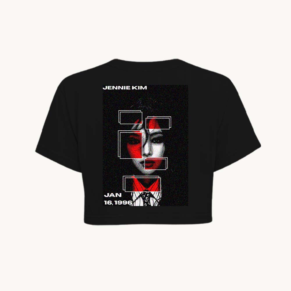 JennieKim Printed Round Neck Crop Pre-customized Tshirt for Women