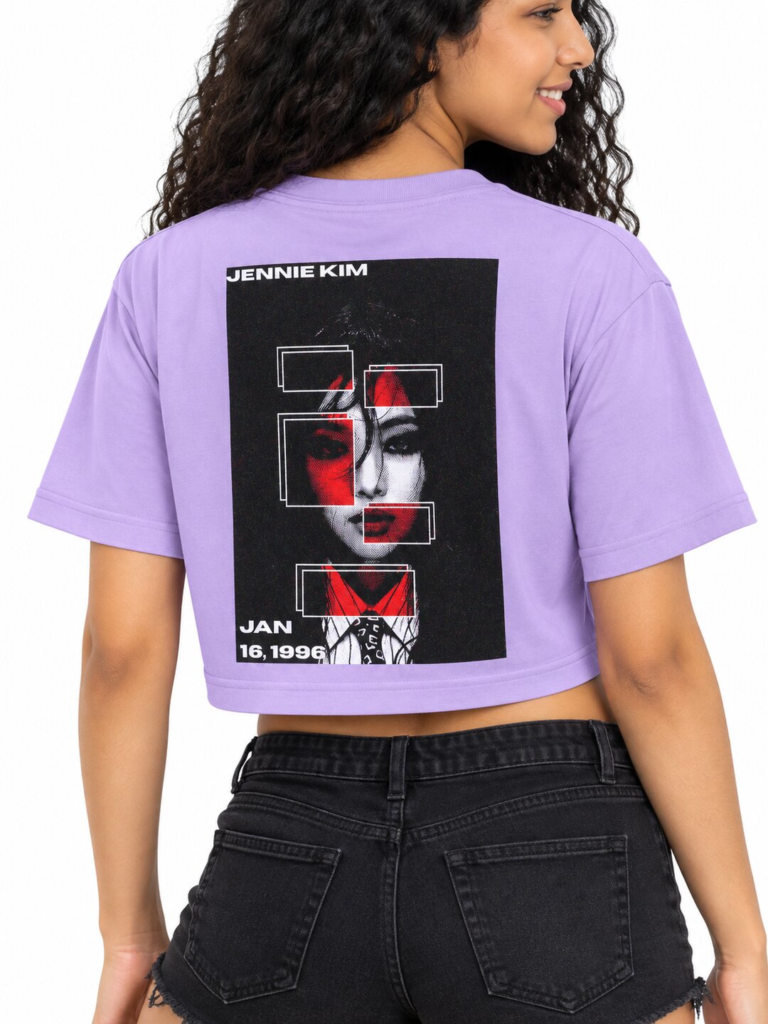 JennieKim Printed Round Neck Crop Pre-customized Tshirt for Women