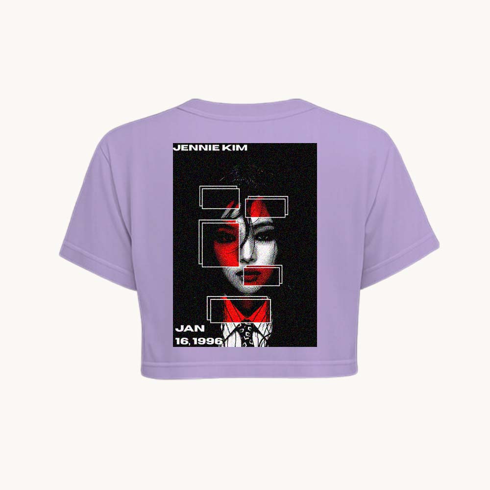 JennieKim Printed Round Neck Crop Pre-customized Tshirt for Women