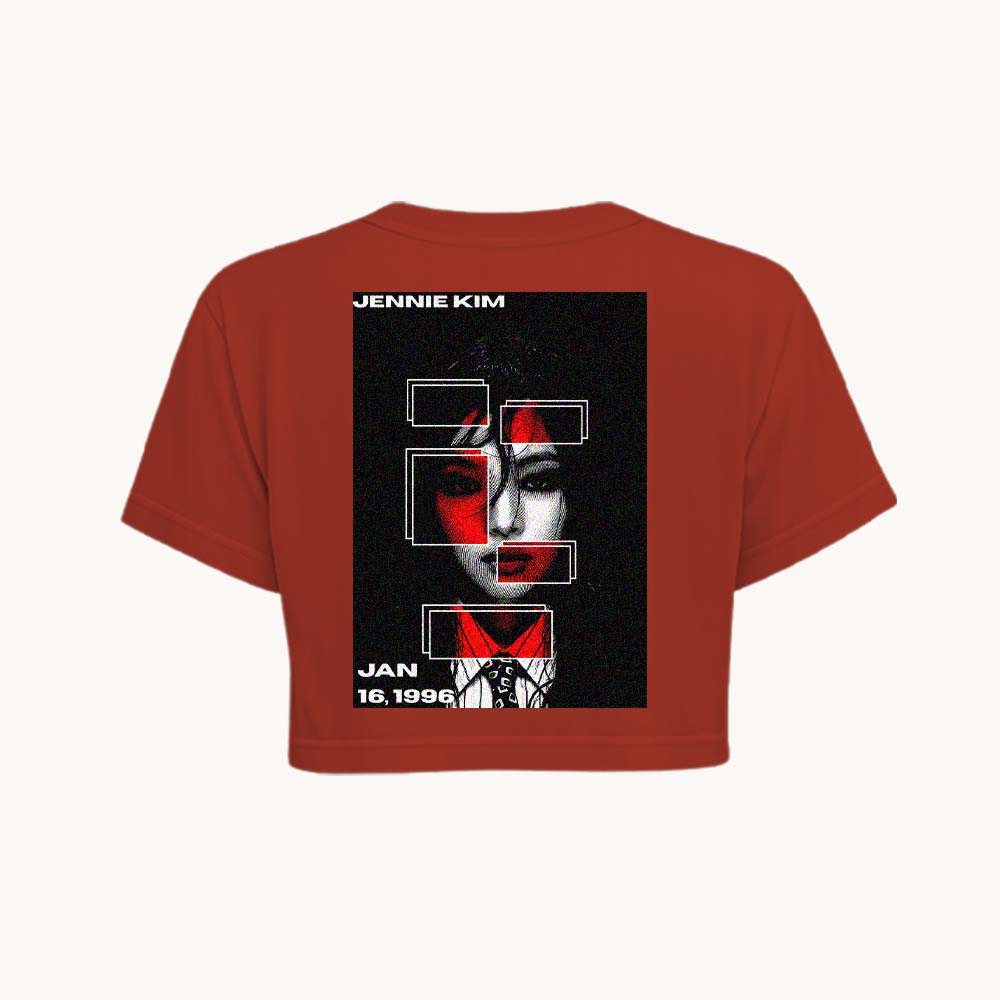 JennieKim Printed Round Neck Crop Pre-customized Tshirt for Women
