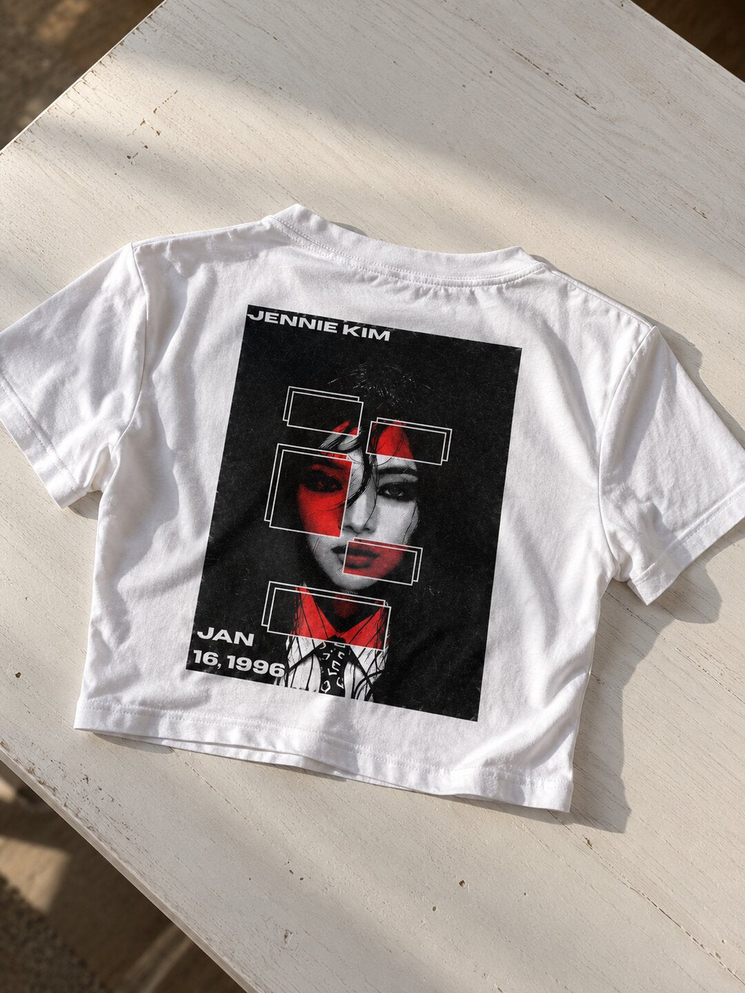 JennieKim Printed Round Neck Crop Pre-customized Tshirt for Women