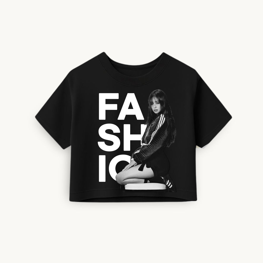 KgirlFashion Printed Round Neck Crop Pre-customized Tshirt for Women