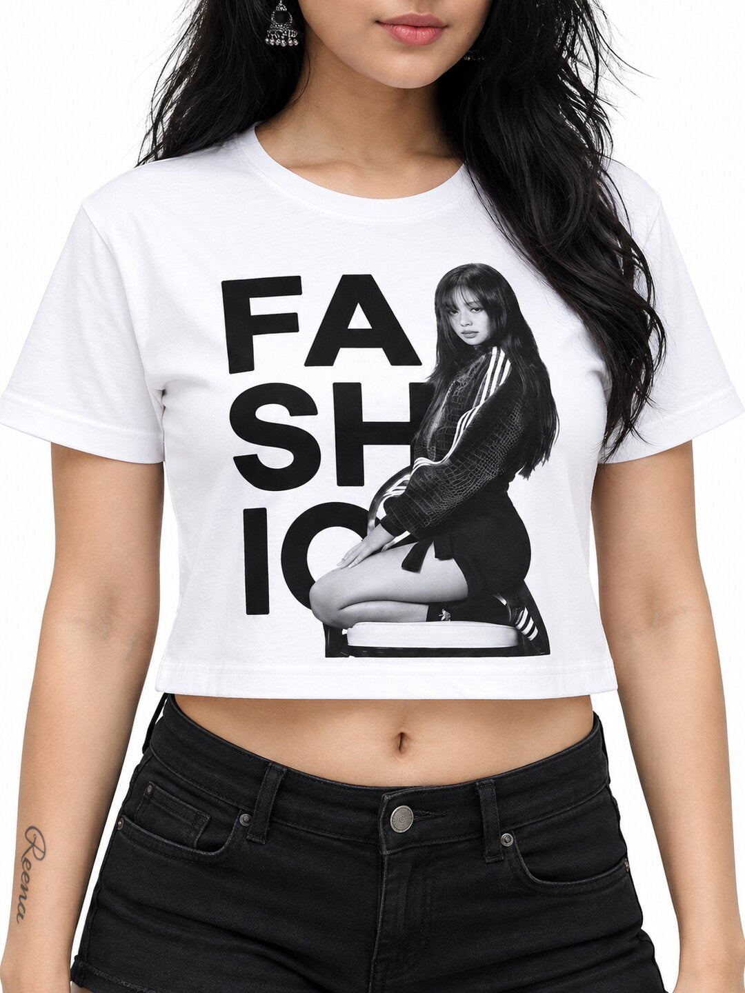 KgirlFashion Printed Round Neck Crop Pre-customized Tshirt for Women