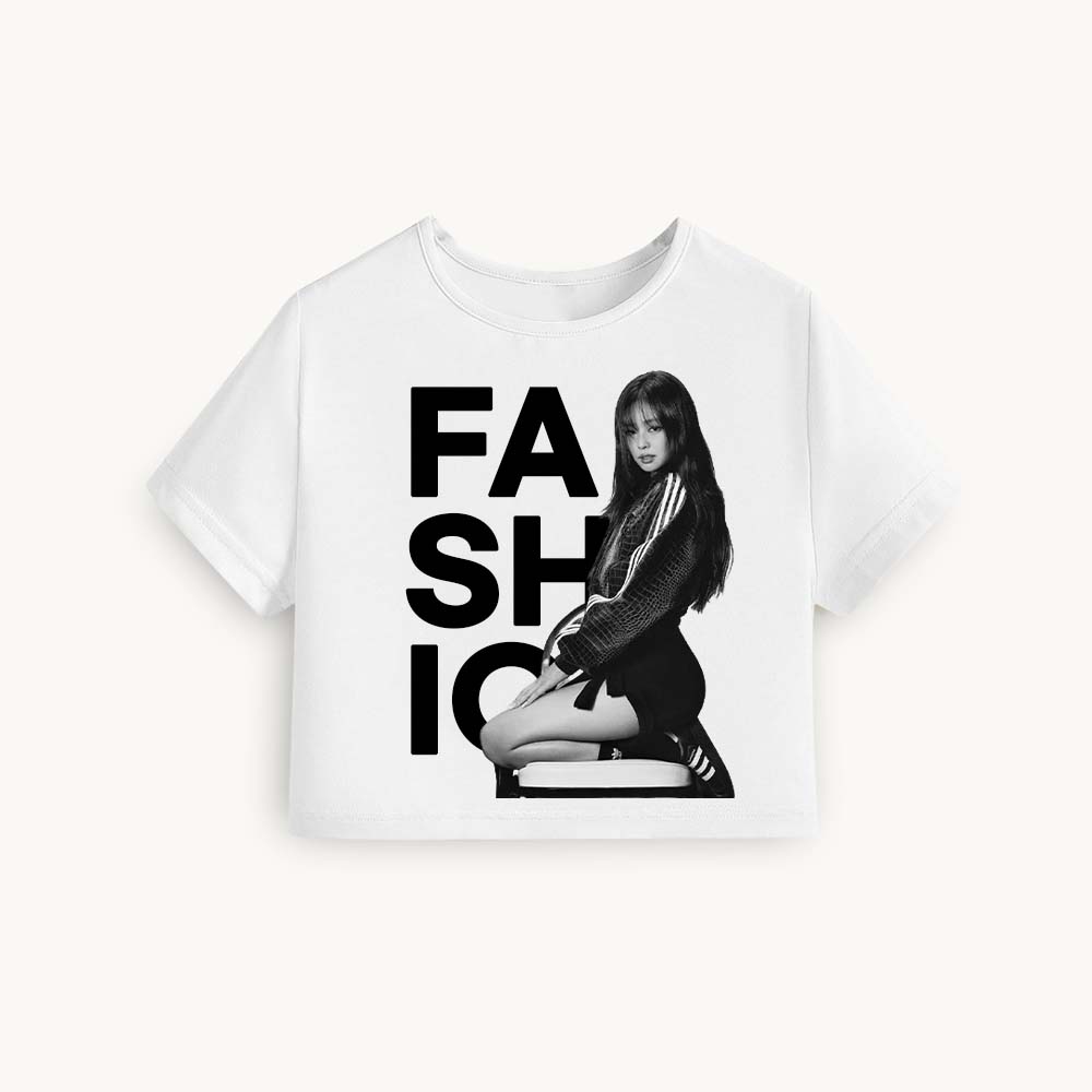 KgirlFashion Printed Round Neck Crop Pre-customized Tshirt for Women