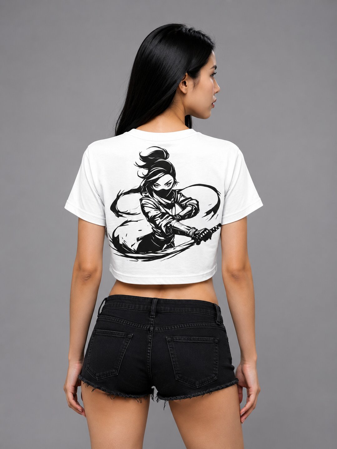 Fightergirl Printed Round Neck Crop Pre-customized Tshirt for Women