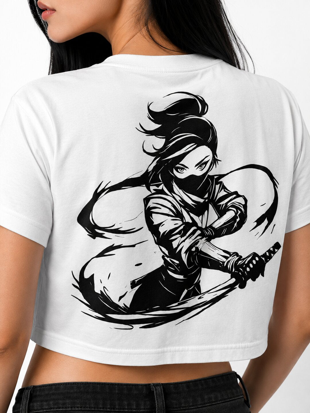 Fightergirl Printed Round Neck Crop Pre-customized Tshirt for Women