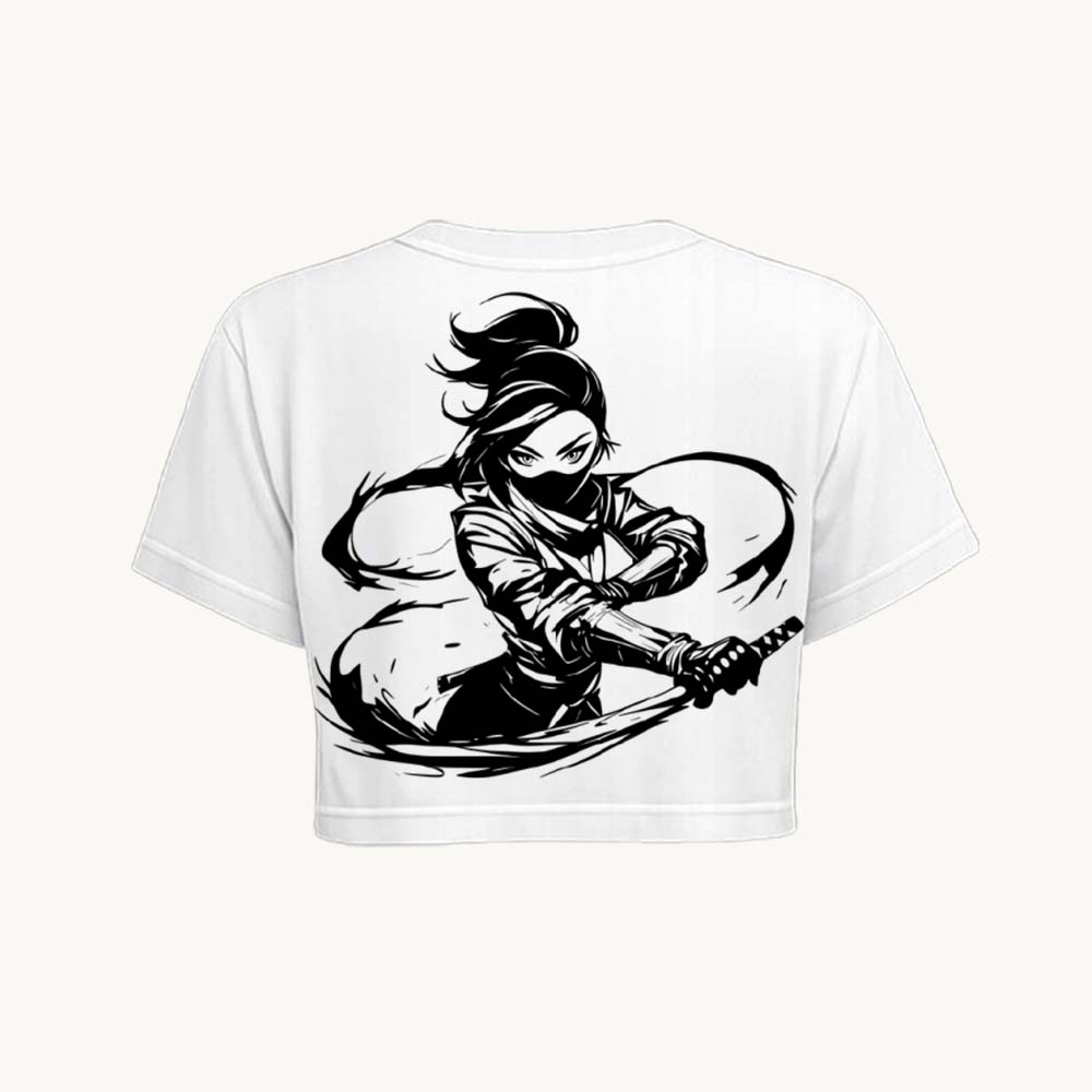 Fightergirl Printed Round Neck Crop Pre-customized Tshirt for Women