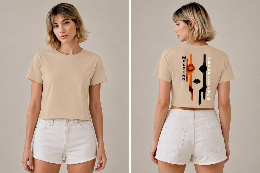 Cut Frame Printed Round Neck Crop Pre-customized Tshirt for Women
