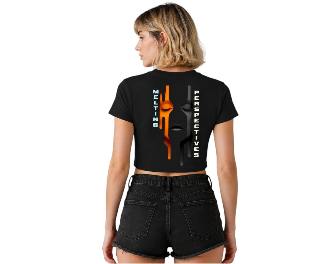 Cut Frame Printed Round Neck Crop Pre-customized Tshirt for Women