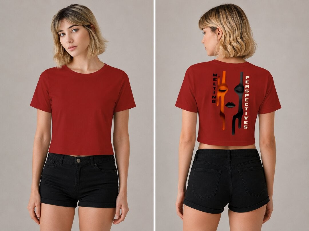Cut Frame Printed Round Neck Crop Pre-customized Tshirt for Women
