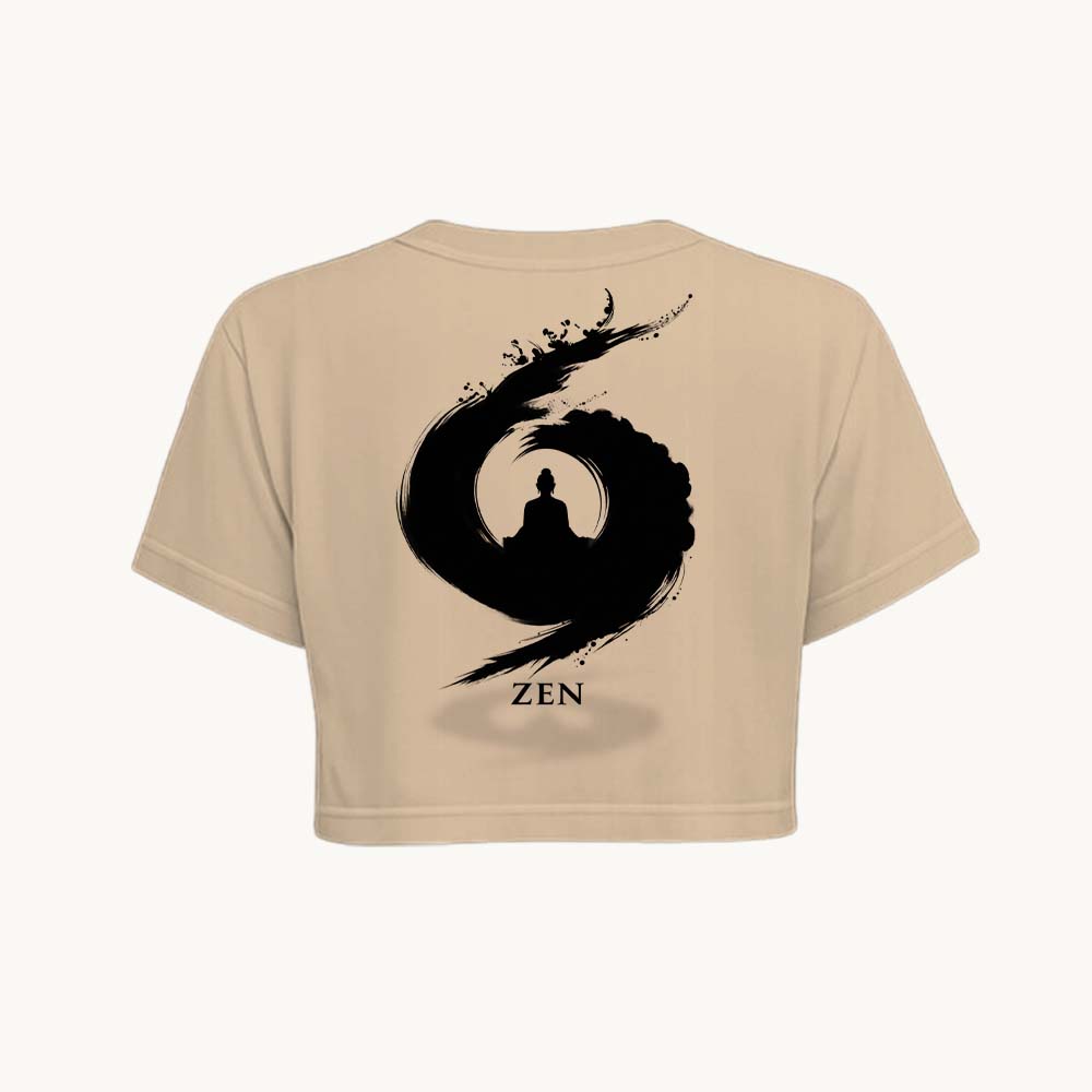 Zen Printed Round Neck Crop Pre-customized Tshirt for Women