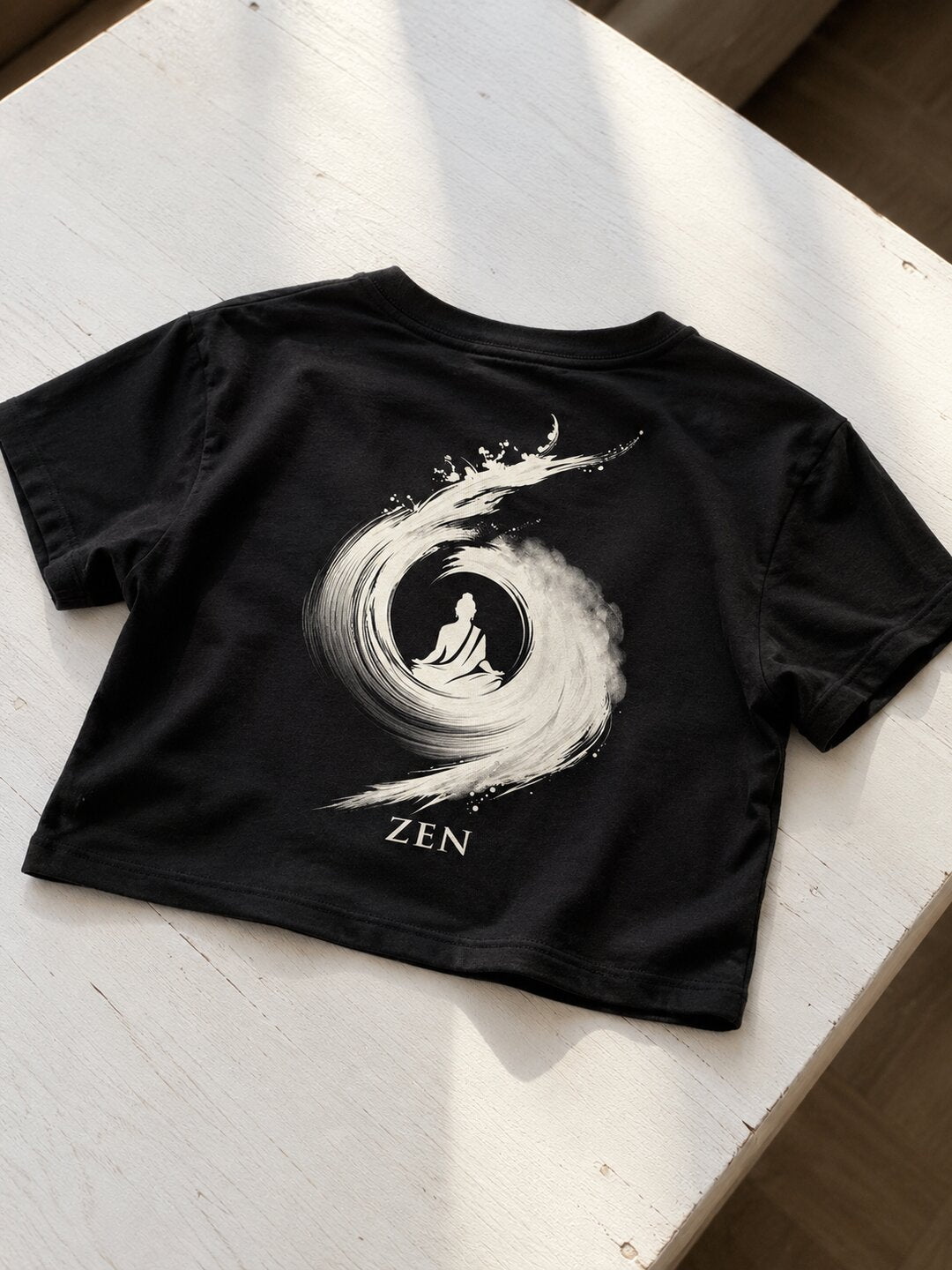 Zen Printed Round Neck Crop Pre-customized Tshirt for Women