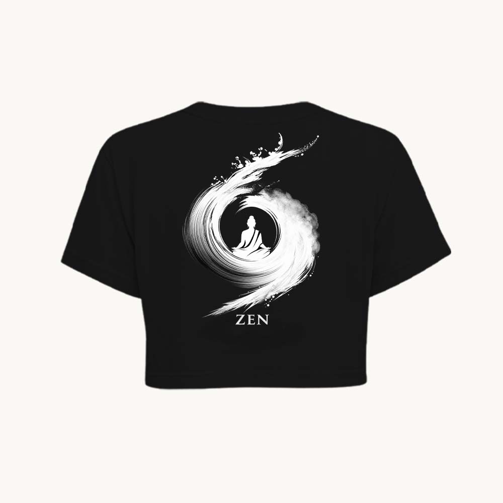 Zen Printed Round Neck Crop Pre-customized Tshirt for Women
