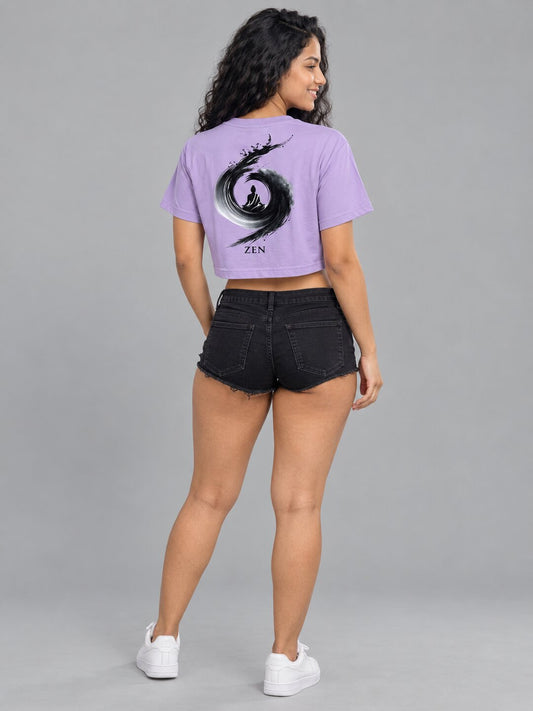 Zen Printed Round Neck Crop Pre-customized Tshirt for Women
