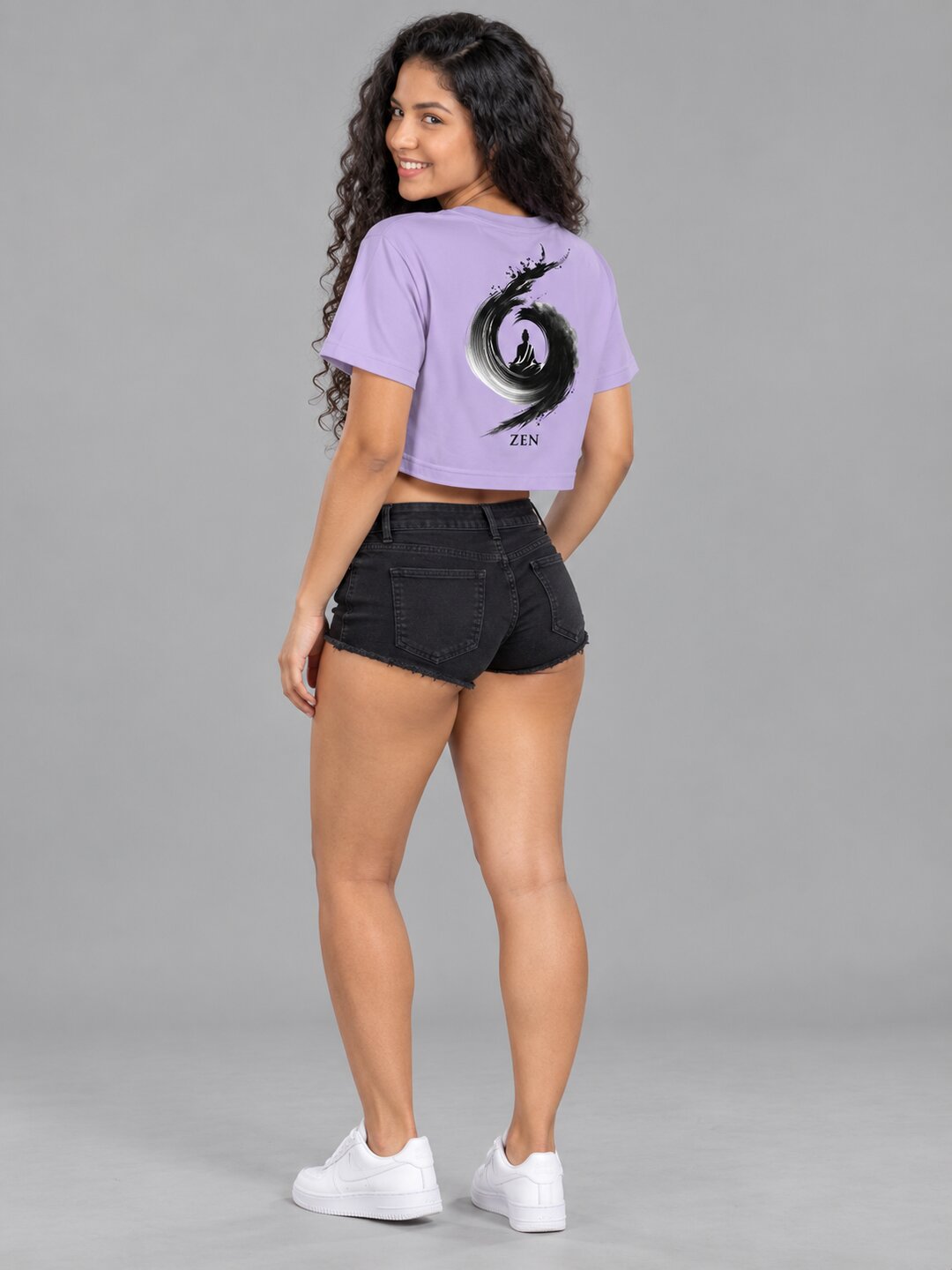 Zen Printed Round Neck Crop Pre-customized Tshirt for Women
