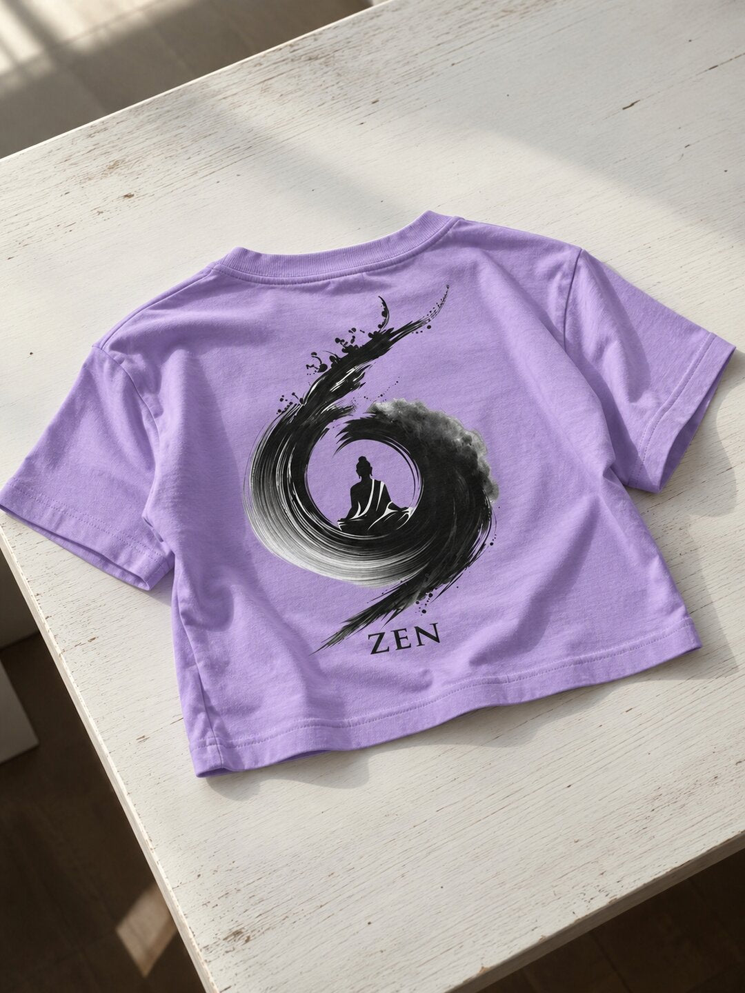 Zen Printed Round Neck Crop Pre-customized Tshirt for Women