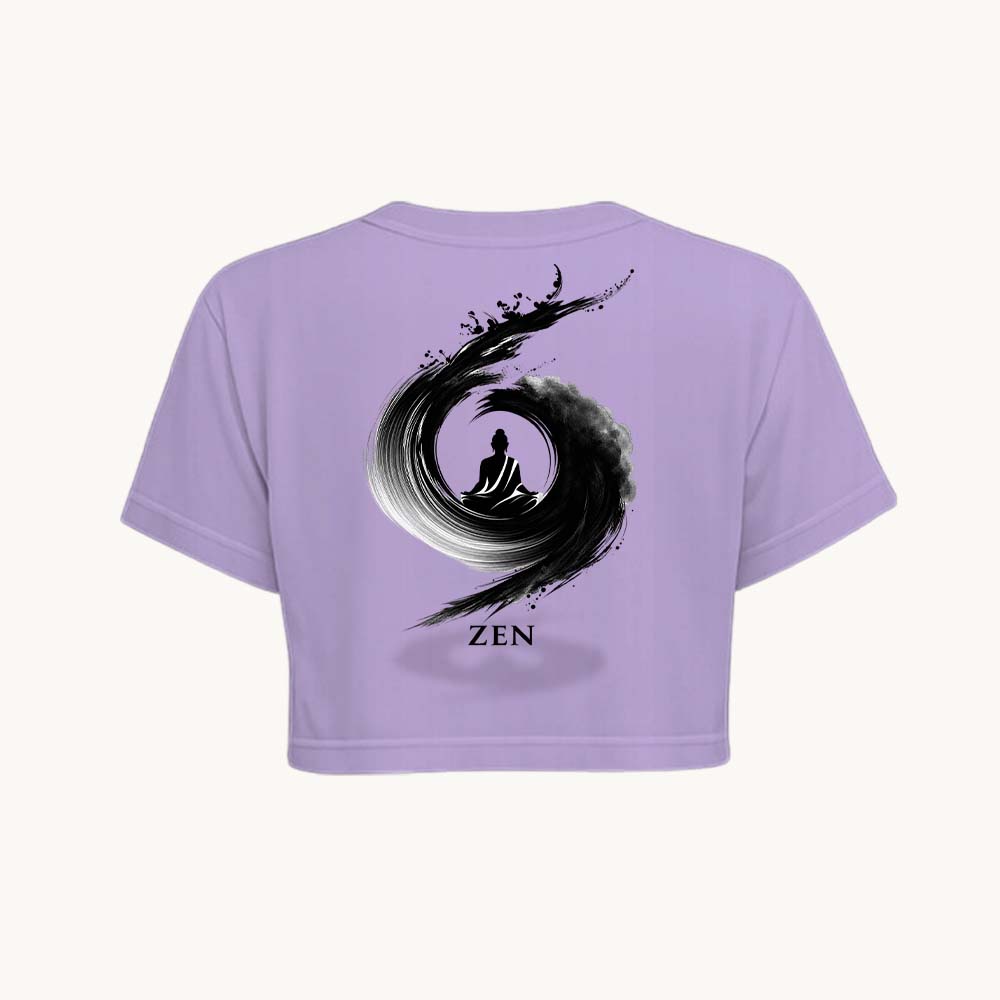 Zen Printed Round Neck Crop Pre-customized Tshirt for Women