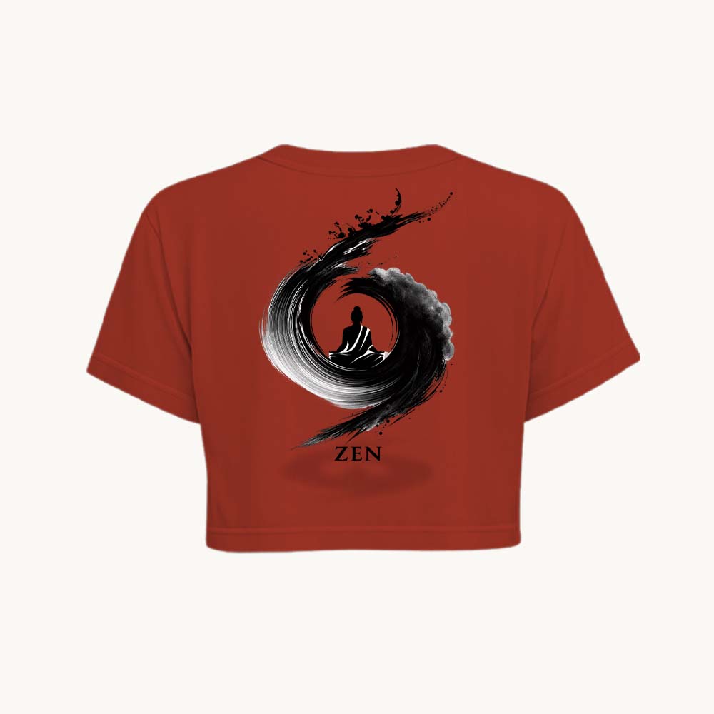 Zen Printed Round Neck Crop Pre-customized Tshirt for Women