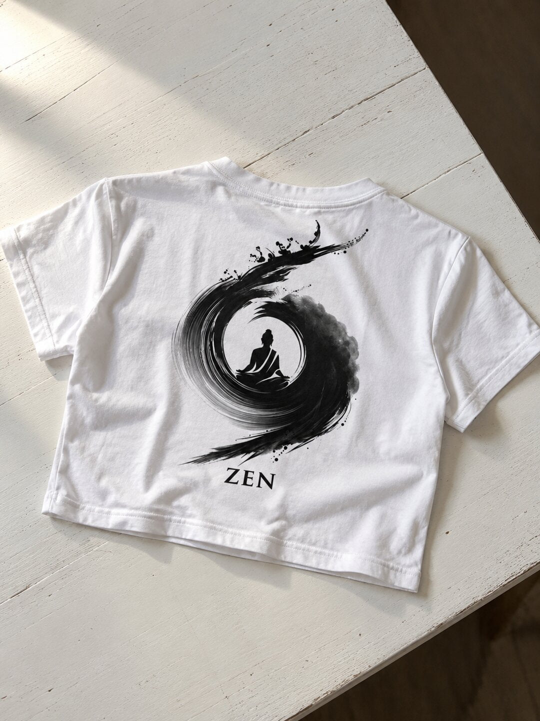 Zen Printed Round Neck Crop Pre-customized Tshirt for Women