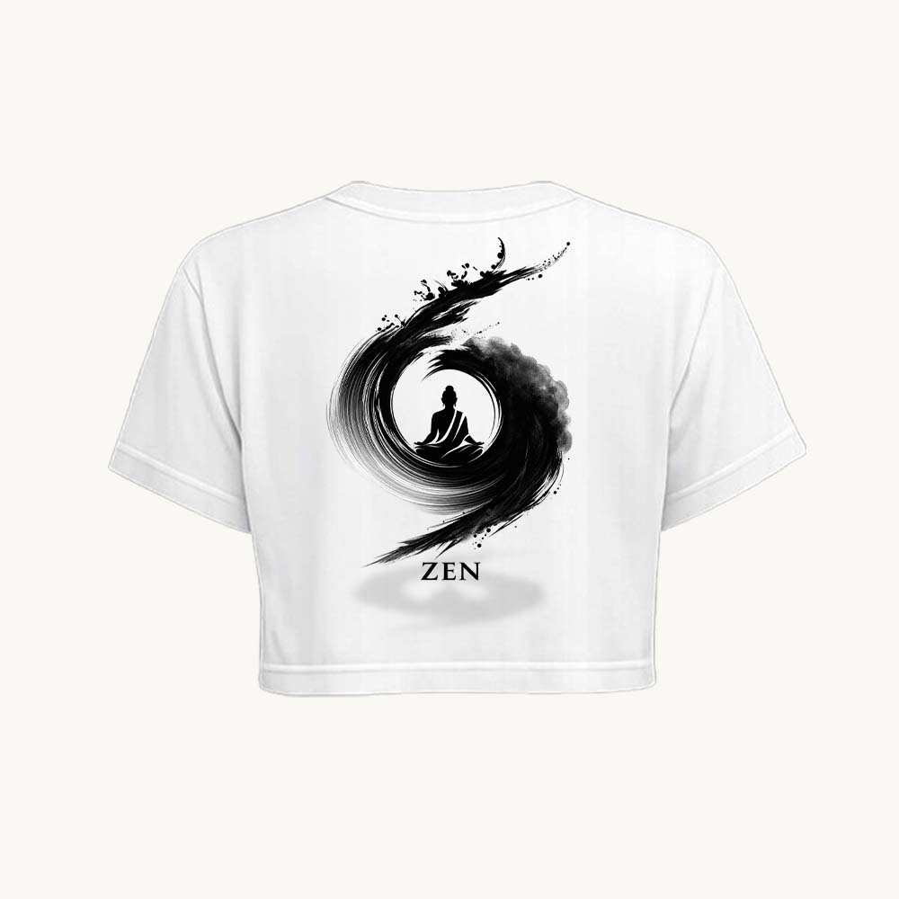 Zen Printed Round Neck Crop Pre-customized Tshirt for Women
