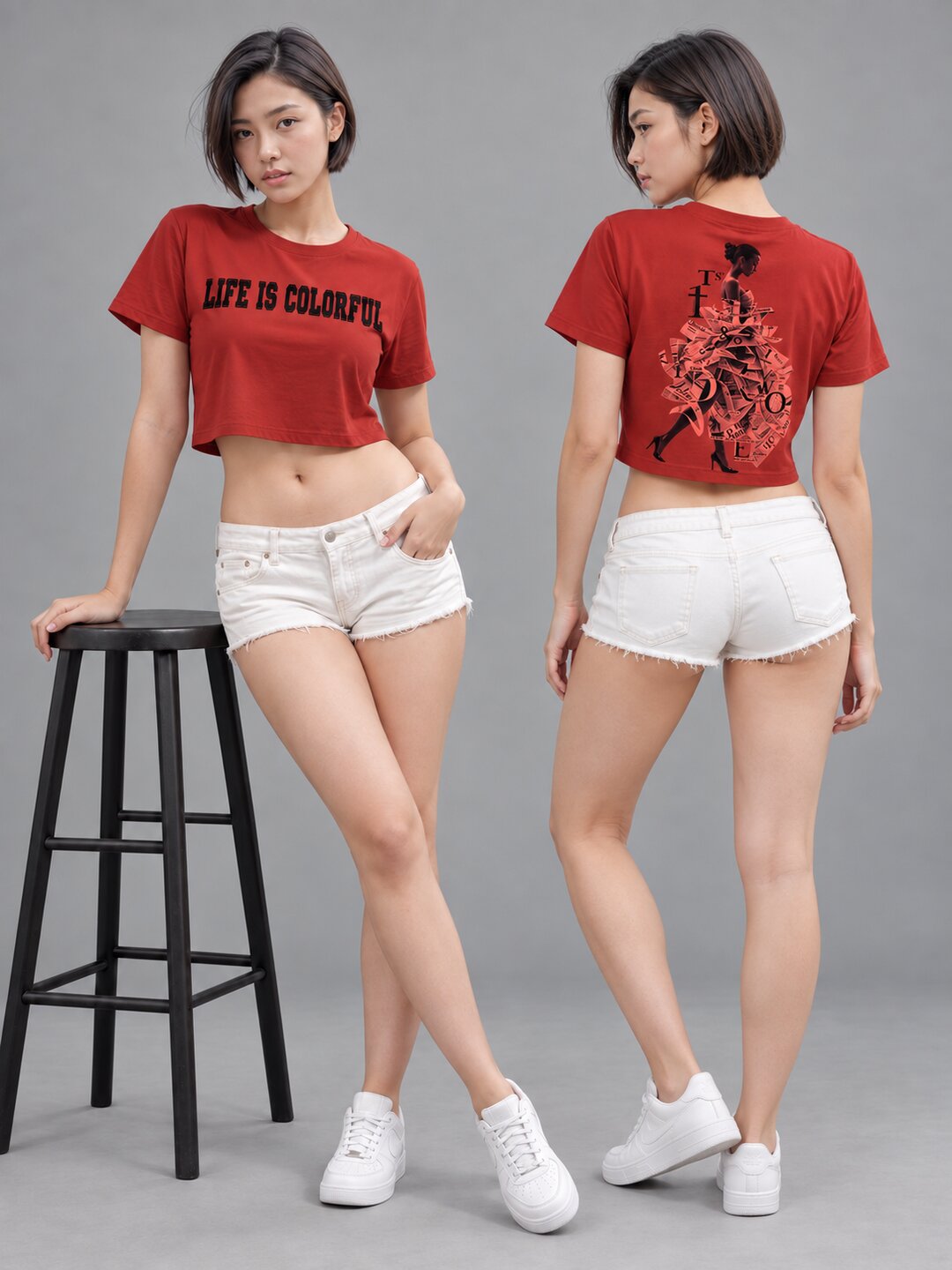 Newspaper Printed Round Neck Crop Pre-customized Tshirt for Women