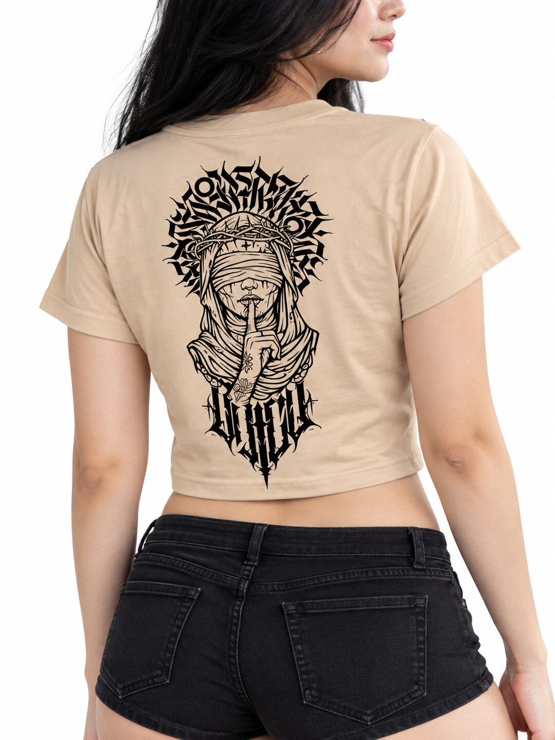 Sush Printed Round Neck Crop Pre-customized Tshirt for Women