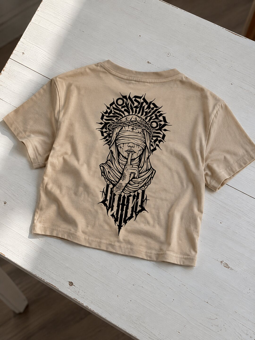 Sush Printed Round Neck Crop Pre-customized Tshirt for Women