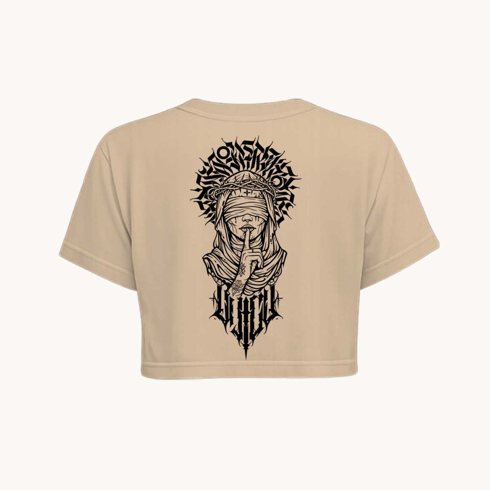 Sush Printed Round Neck Crop Pre-customized Tshirt for Women