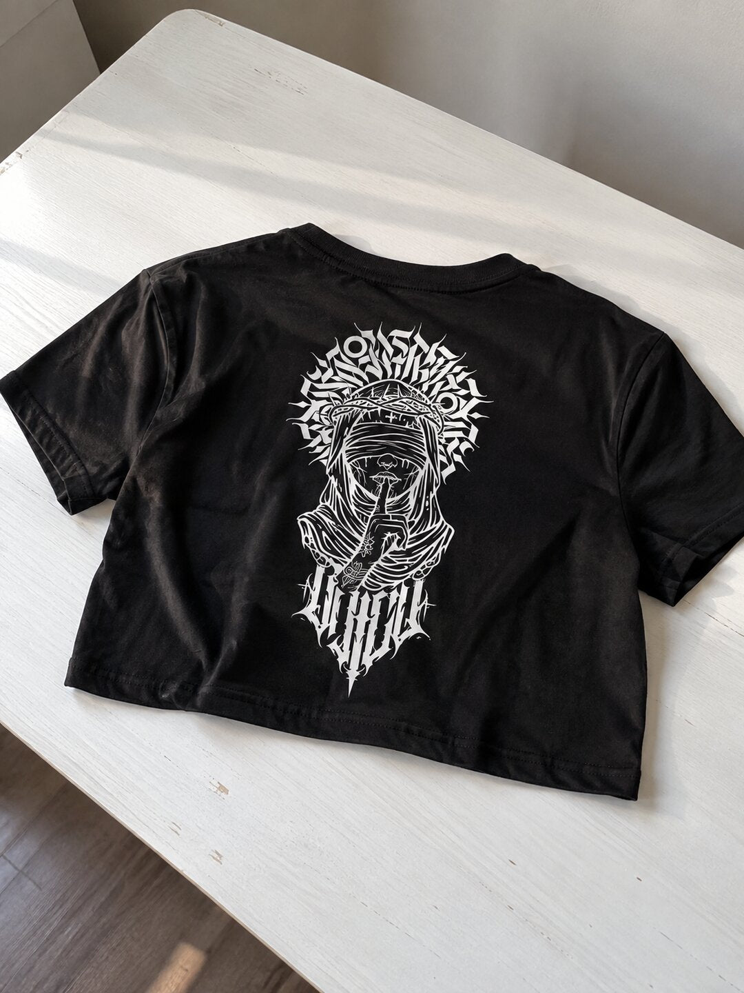 Sush Printed Round Neck Crop Pre-customized Tshirt for Women