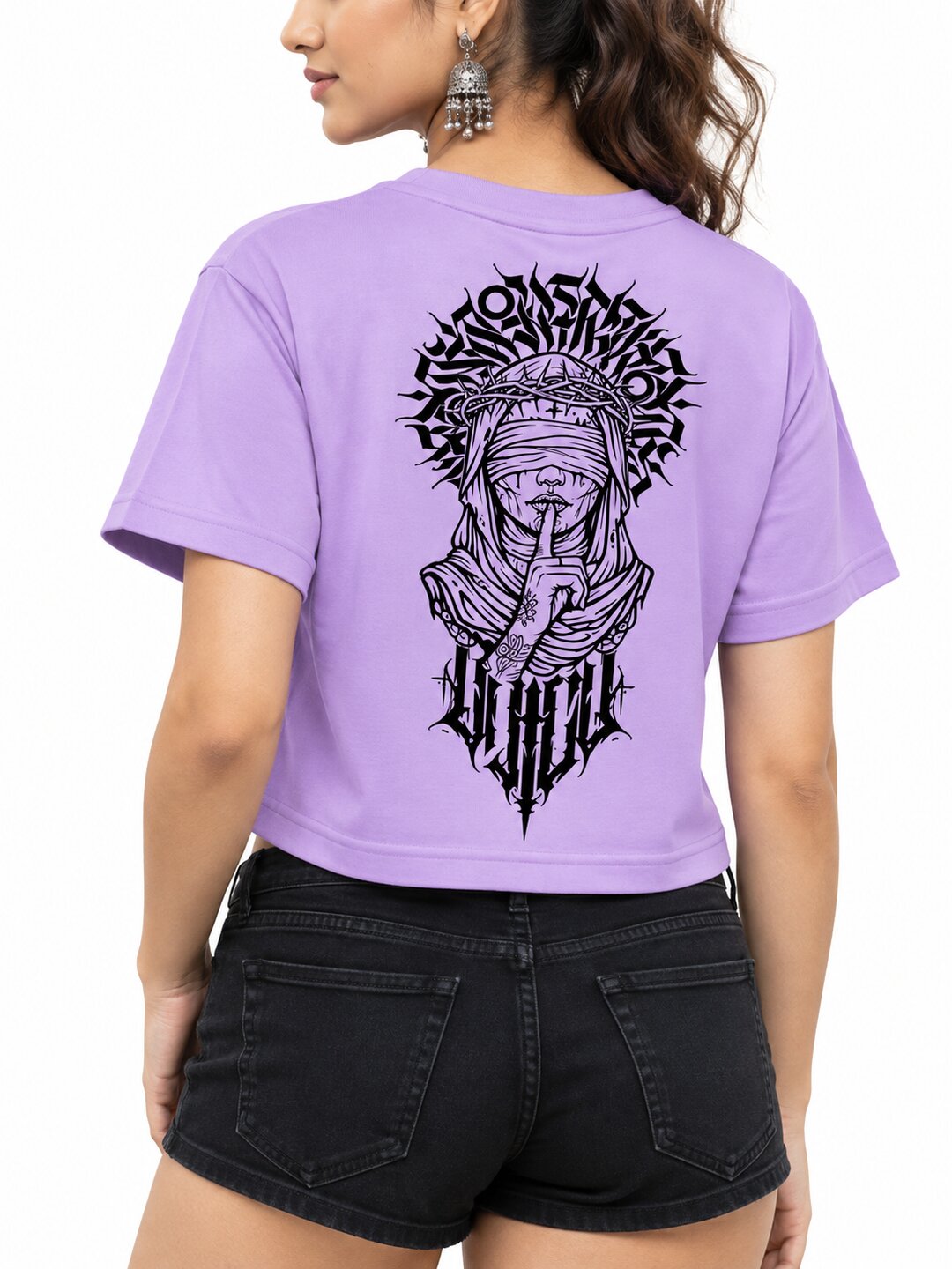 Sush Printed Round Neck Crop Pre-customized Tshirt for Women