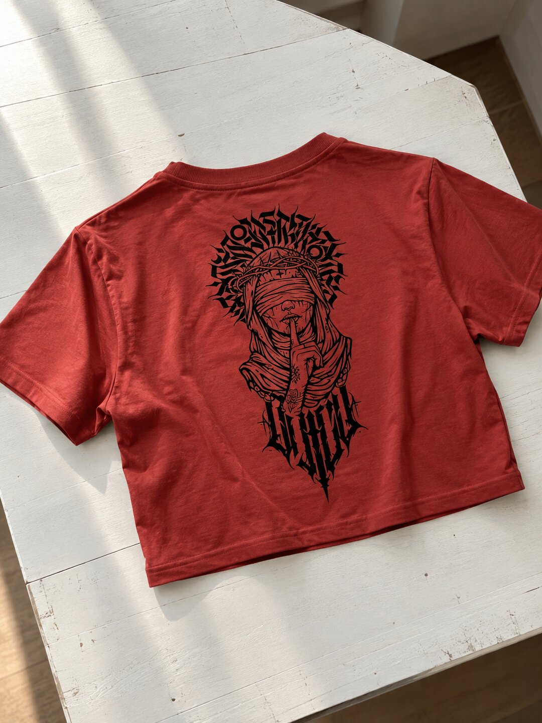 Sush Printed Round Neck Crop Pre-customized Tshirt for Women