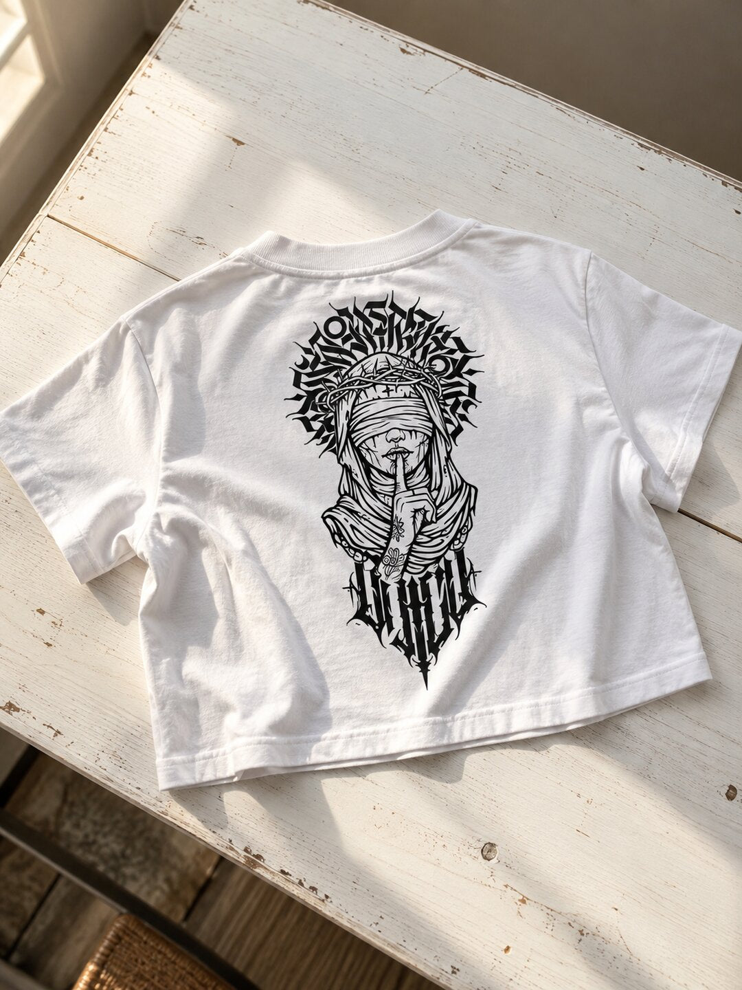 Sush Printed Round Neck Crop Pre-customized Tshirt for Women