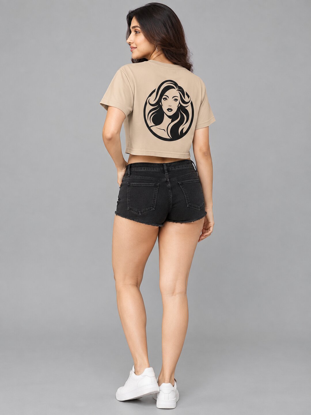 MirrorUrself Printed Round Neck Crop Pre-customized Tshirt for Women
