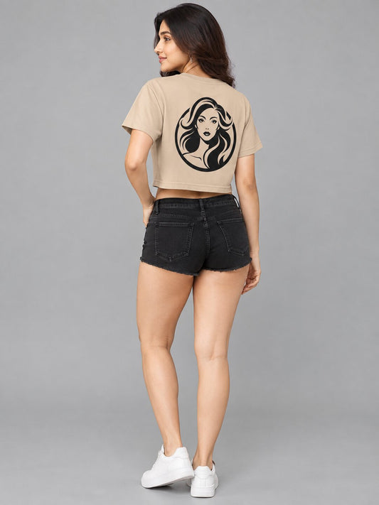 MirrorUrself Printed Round Neck Crop Pre-customized Tshirt for Women