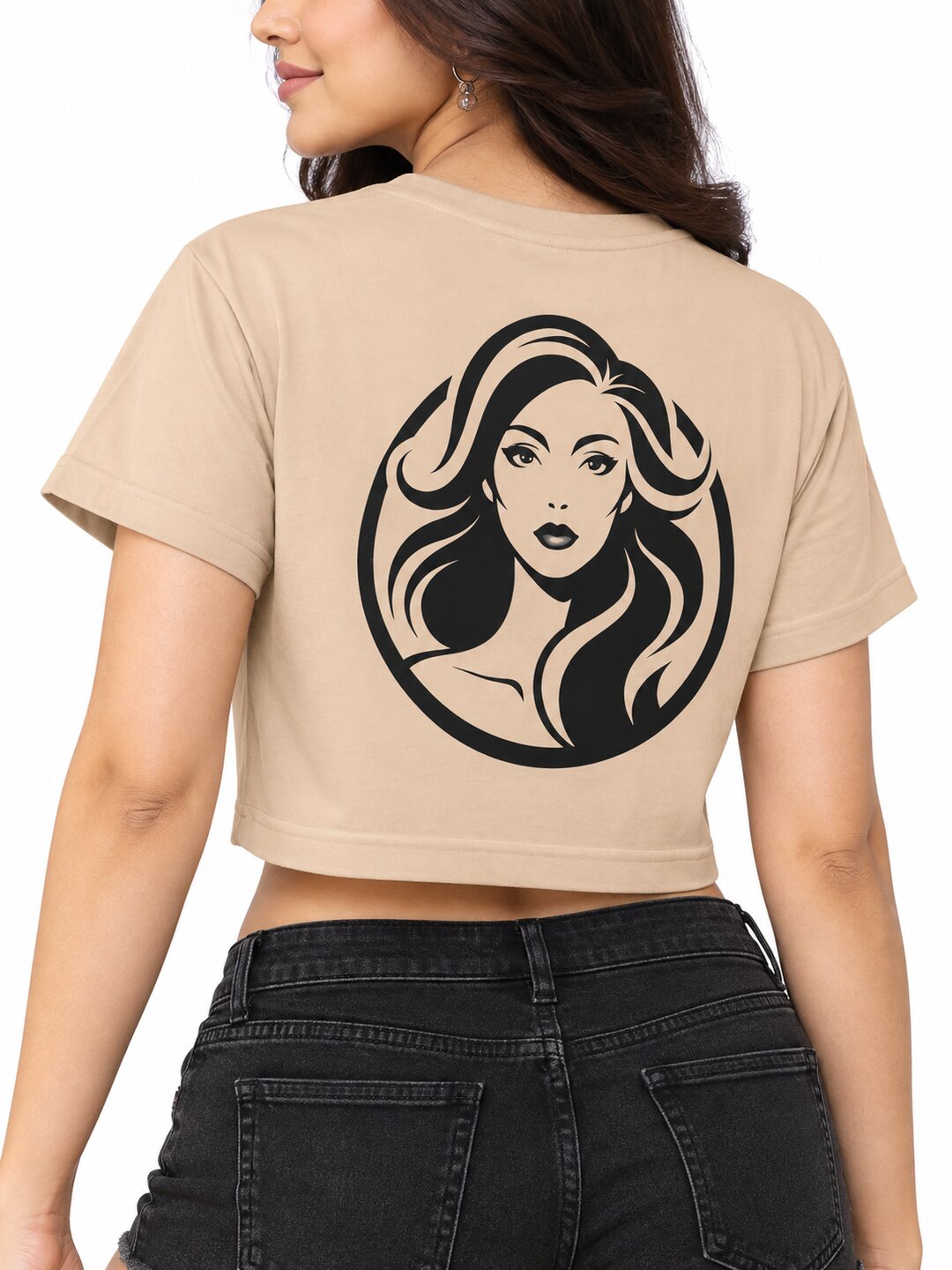 MirrorUrself Printed Round Neck Crop Pre-customized Tshirt for Women